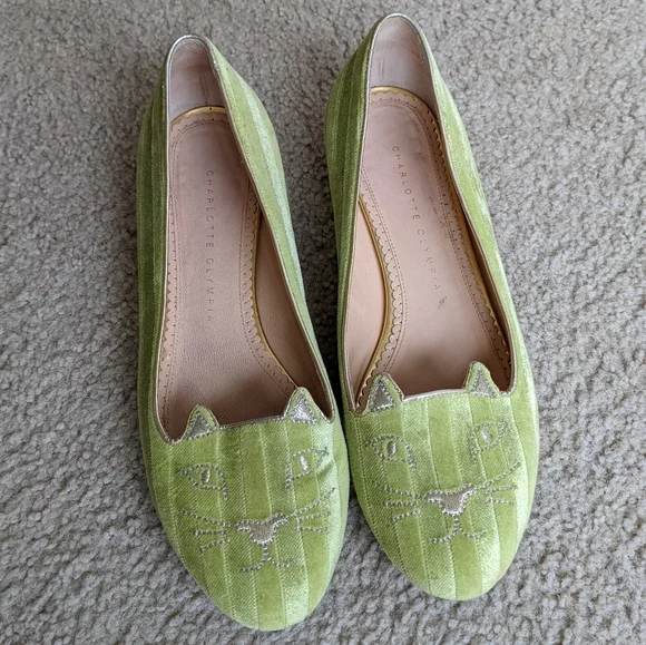 Charlotte Olympia 引っ掛かり kitty 水色ミュール 